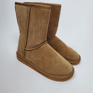 NINE WEST Women's Suede Leather Upper Boots Fox Fur Hickory/Light Brown Size 6